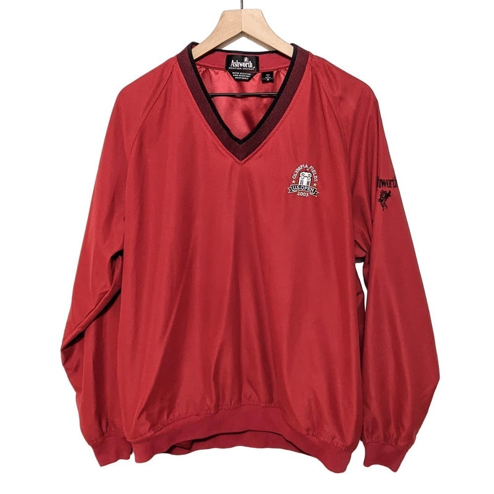 Vintage Ashworth Mens Olympia Fields US Open 2003 Pullover Jacket Size M Red